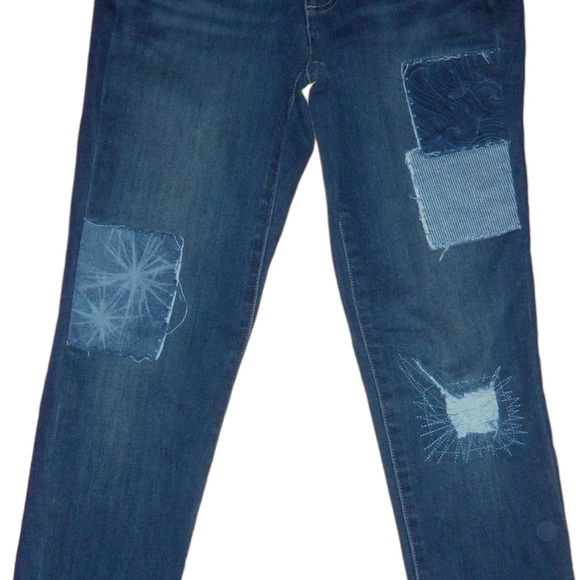 CHAPS Patchwork Distressed Dark Denim Ankle Jeans - Women's Size 4 - (30x28) - Picture 5 of 11